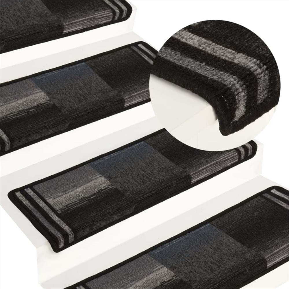 

Stair Mats Self-adhesive 5 pcs 65x25 cm Black and Grey