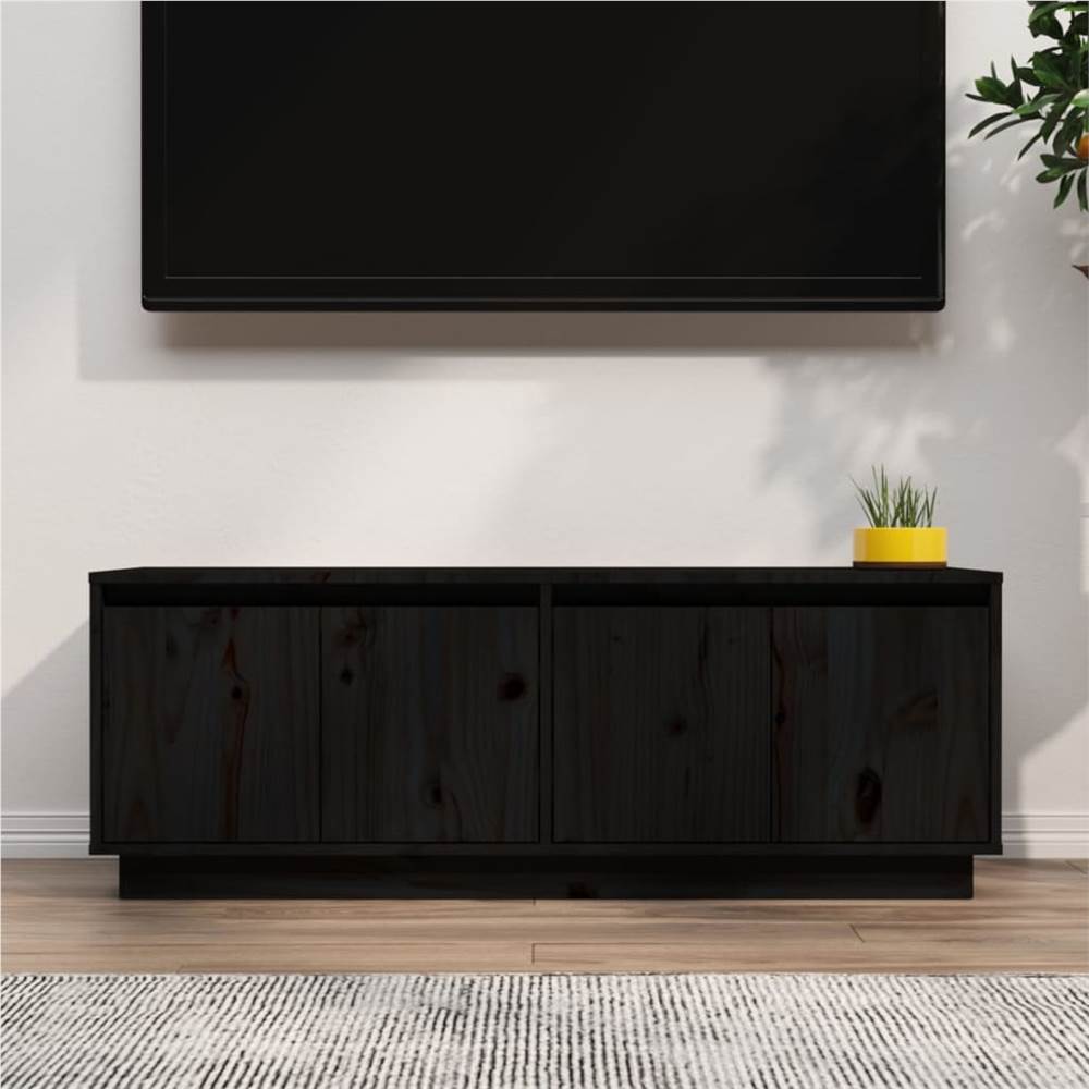 

TV Cabinet Black 110x34x40 cm Solid Wood Pine