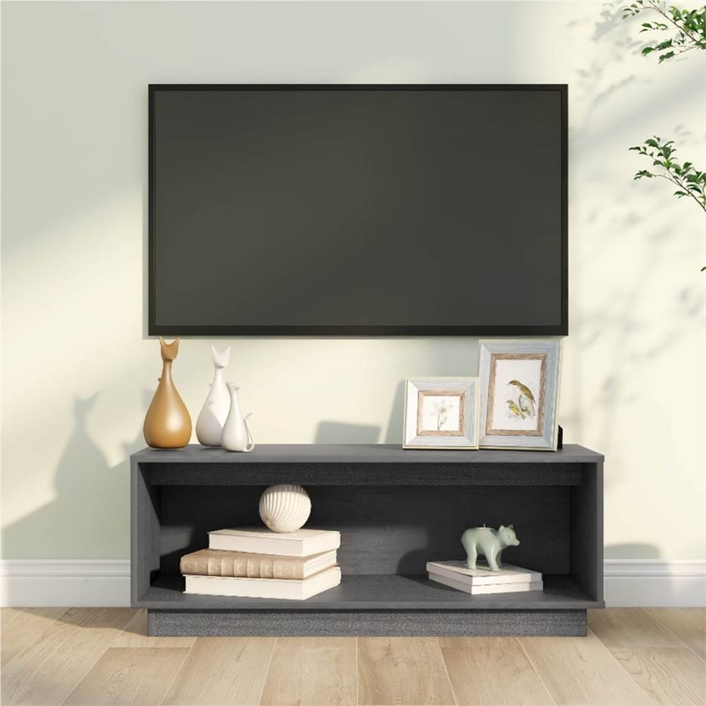 

TV Cabinet Grey 90x35x35 cm Solid Wood Pine