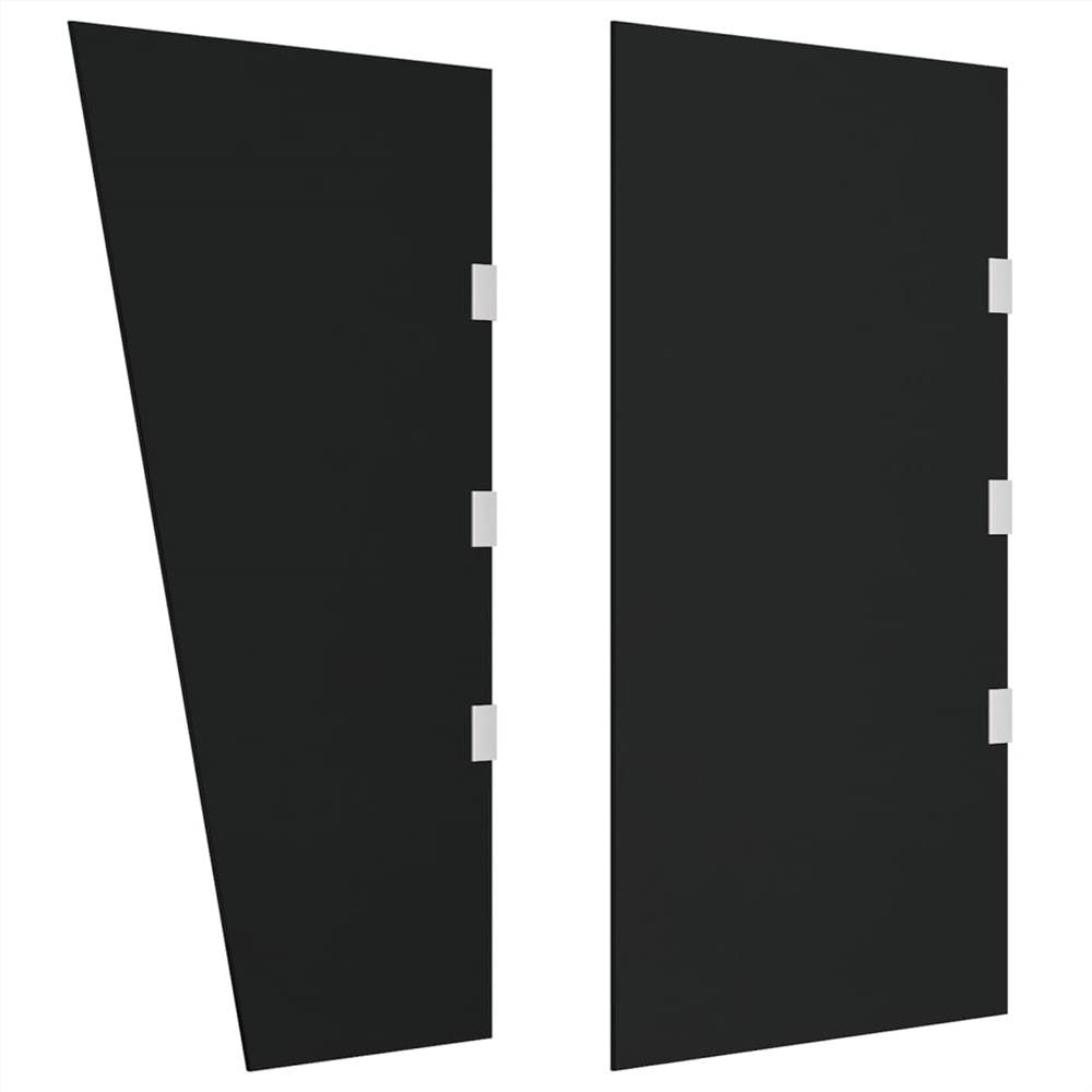 2 Piece Door Canopies Black Tempered Glass