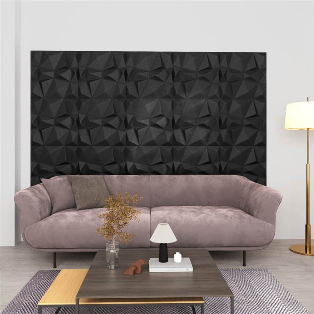 

3D Wall Panels 12 pcs 50x50 cm Diamond Black 3 m²