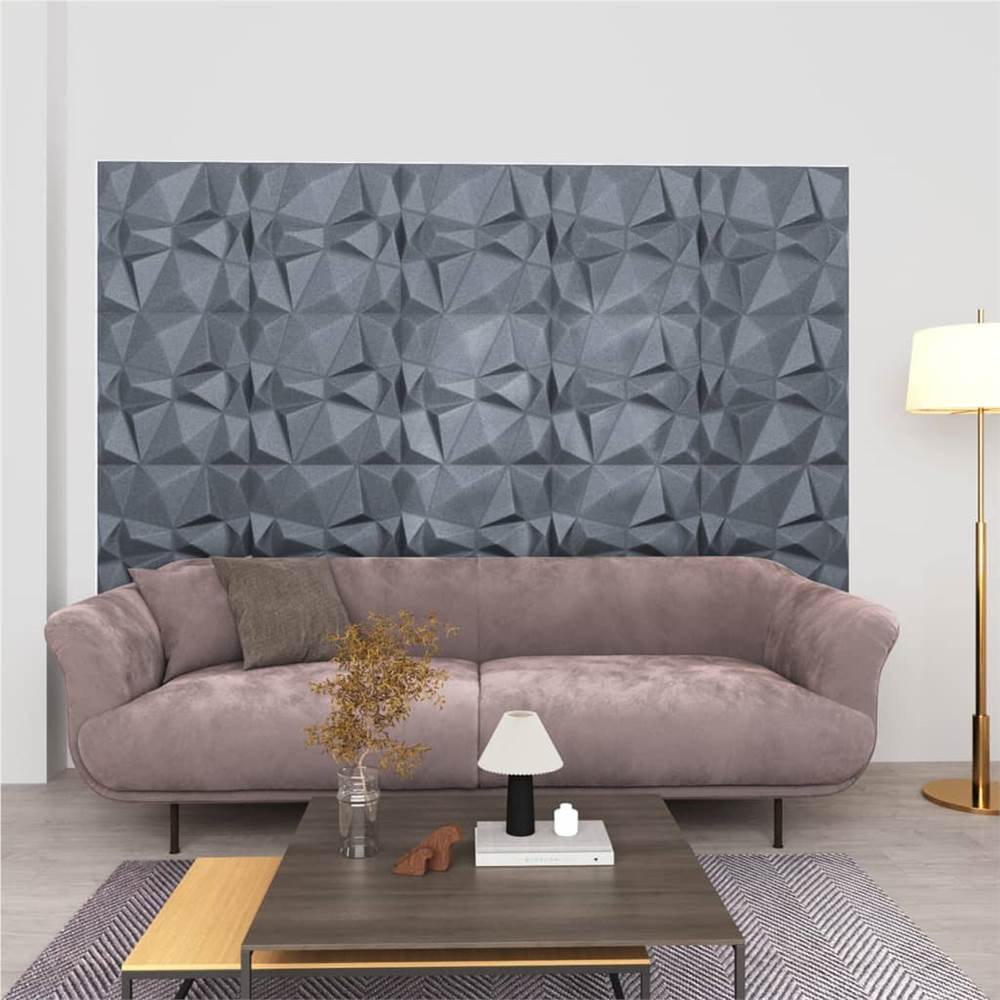 

3D Wall Panels 12 pcs 50x50 cm Diamond Grey 3 m²