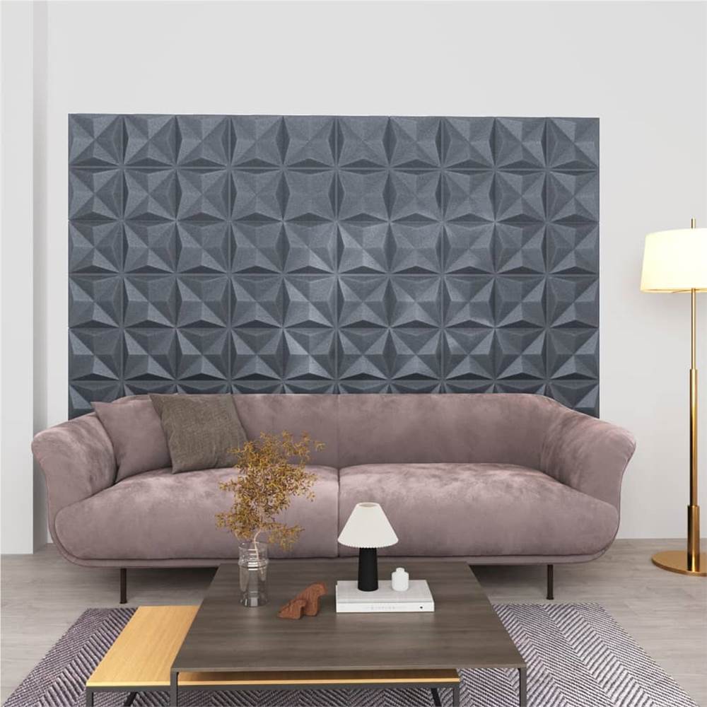 

3D Wall Panels 12 pcs 50x50 cm Origami Grey 3 m²