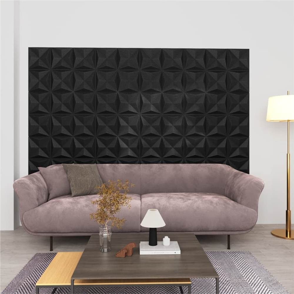 

3D Wall Panels 24 pcs 50x50 cm Origami Black 6 m²