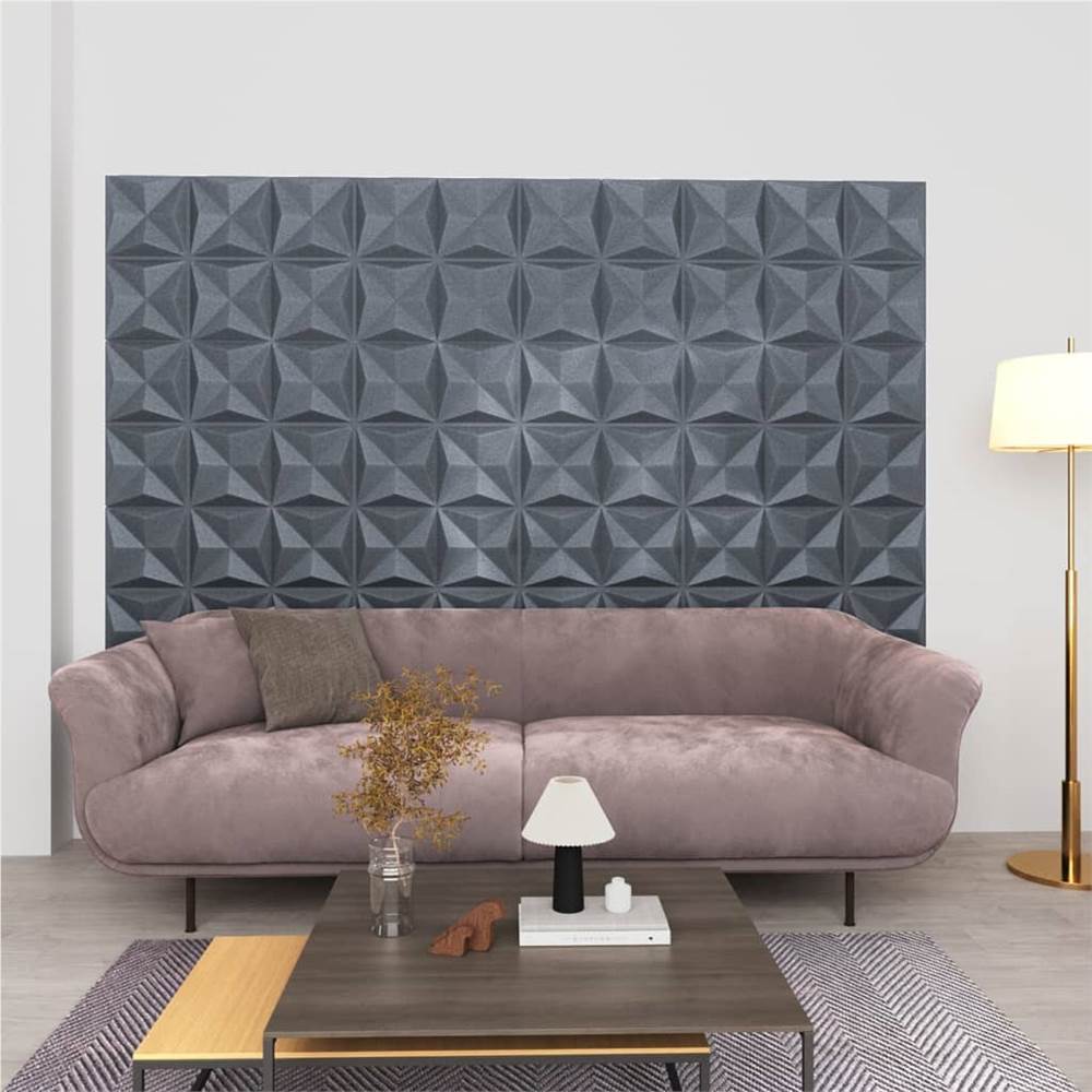 

3D Wall Panels 24 pcs 50x50 cm Origami Grey 6 m²