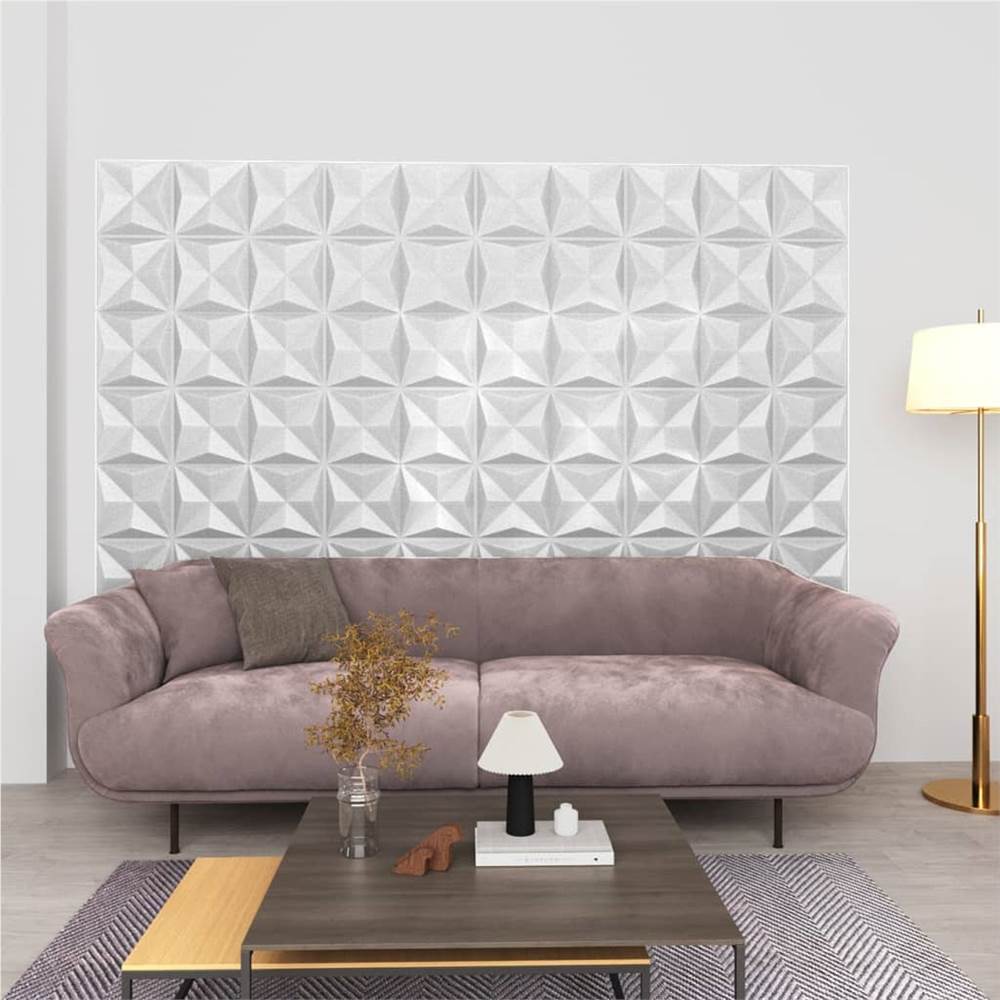 3D Pannelli da Parete 48 pz 50x50 cm Origami Bianco 12 m²