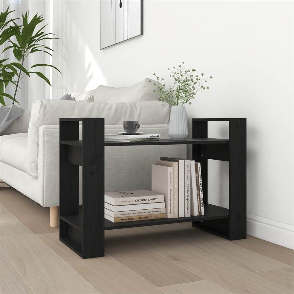 

Book Cabinet/Room Divider Black 80x35x56,5 cm Solid Wood Pine