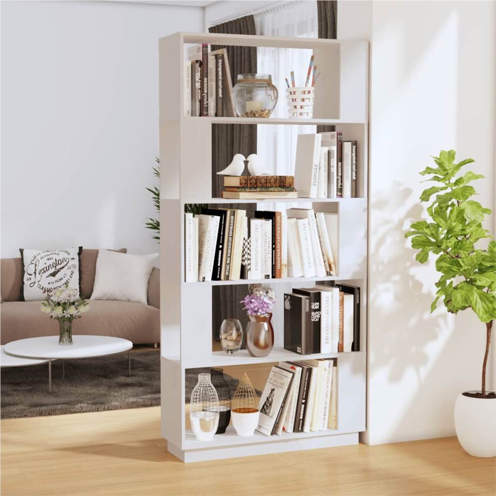 

Book Cabinet/Room Divider White 80x25x163.5 cm Solid Wood Pine