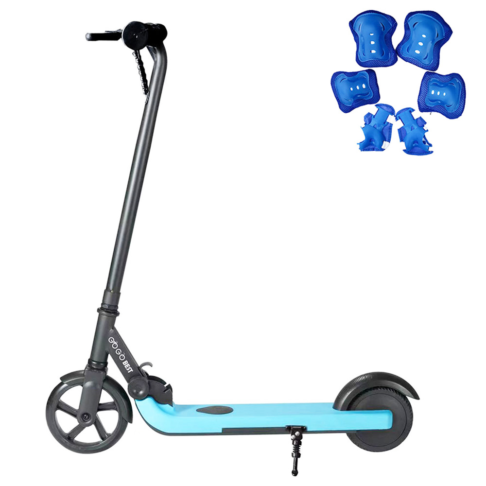 GOGOBEST V1 Elektrischer zusammenklappbarer Kinderroller 150 W Motor 21.6 V 2AH Akku Höchstgeschwindigkeit 4 ~ 6 km / h für Outdoor-Sportarten für Kinder mit kostenlosen Knie- und Ellbogenschützern - Blau