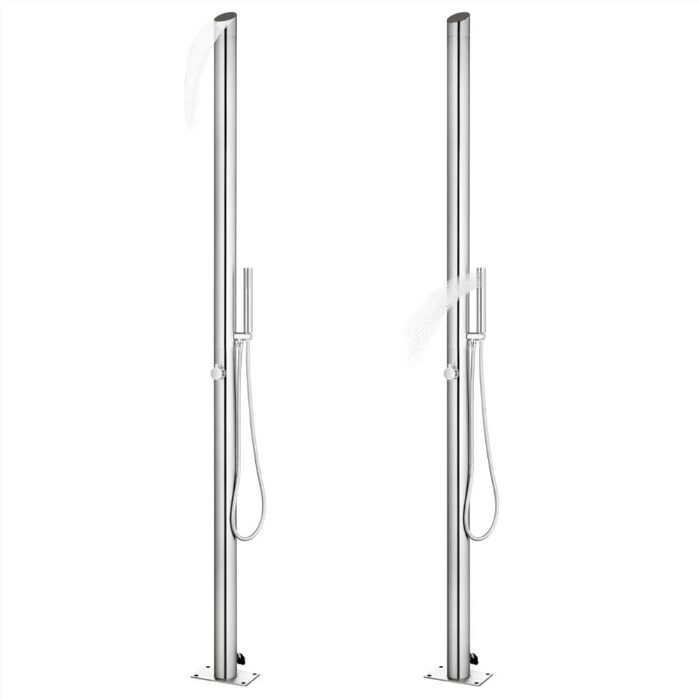 Garden Shower with Brown Base 225 cm Stainless Steel