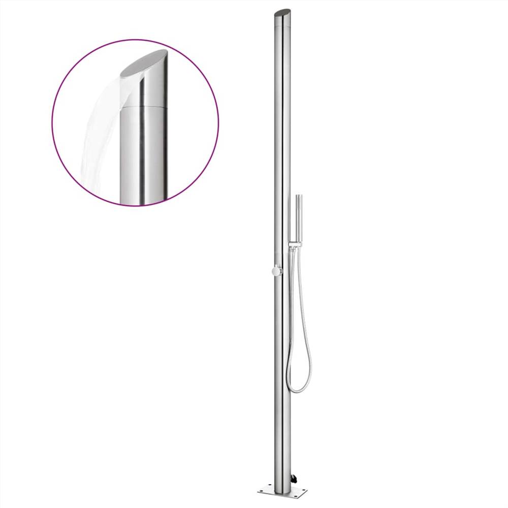 Garden Shower with Brown Base 225 cm Stainless Steel