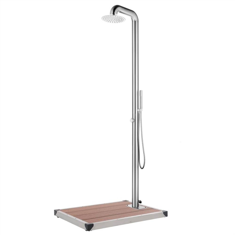 Garden Shower with Brown Base 230 cm Stainless Steel
