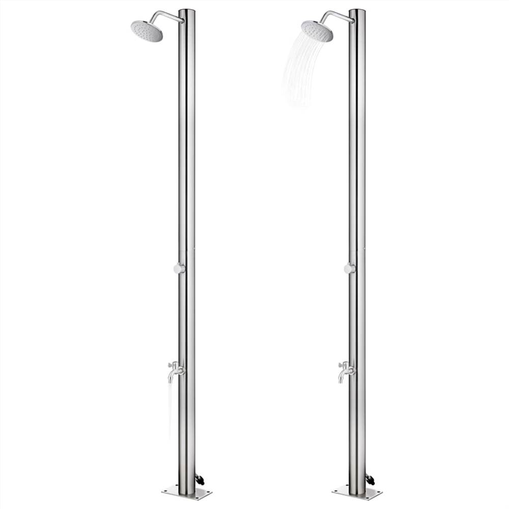 Garden Shower with Grey Base 220 cm Stainless Steel