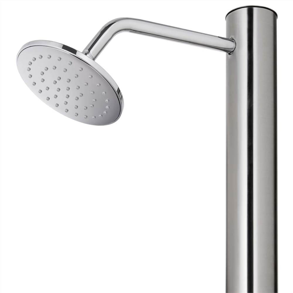 Garden Shower with Grey Base 220 cm Stainless Steel
