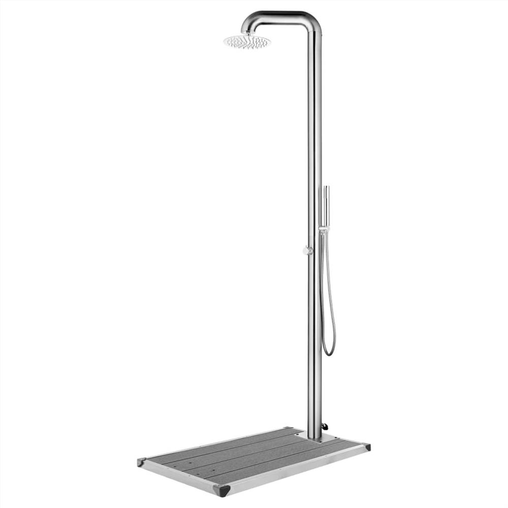 Garden Shower with Grey Base 230 cm Stainless Steel