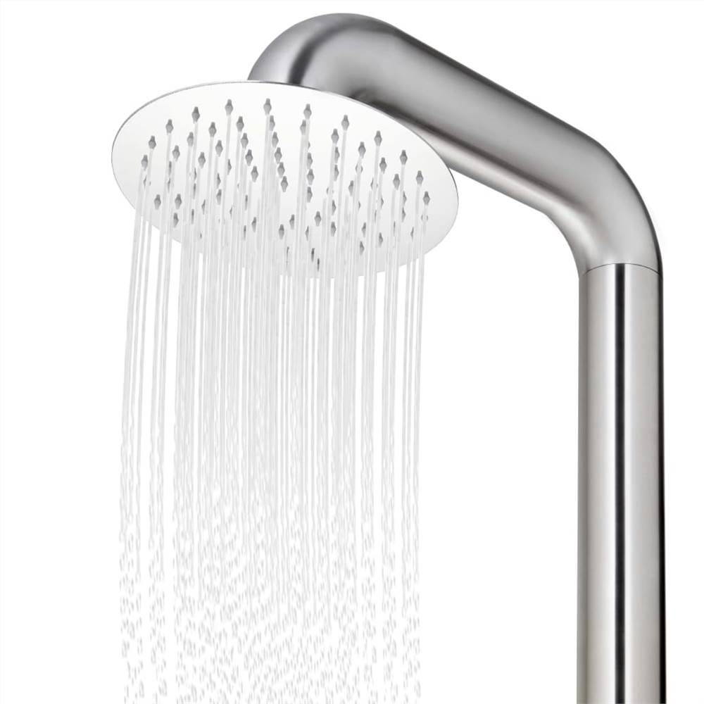 Garden Shower with Grey Base 230 cm Stainless Steel