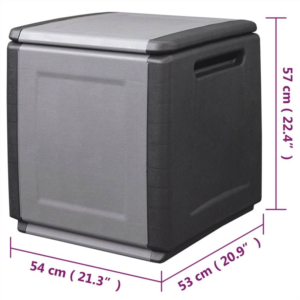 Garden Storage Box 54x53x57 cm 130 L Dark Grey and Black