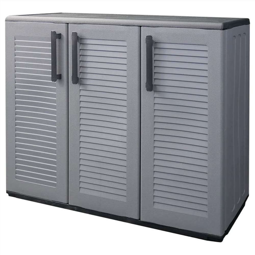 Garden Storage Cabinet Grey and Black 102x37x84 cm PP