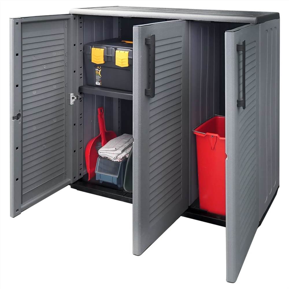 Garden Storage Cabinet Grey and Black 102x37x84 cm PP