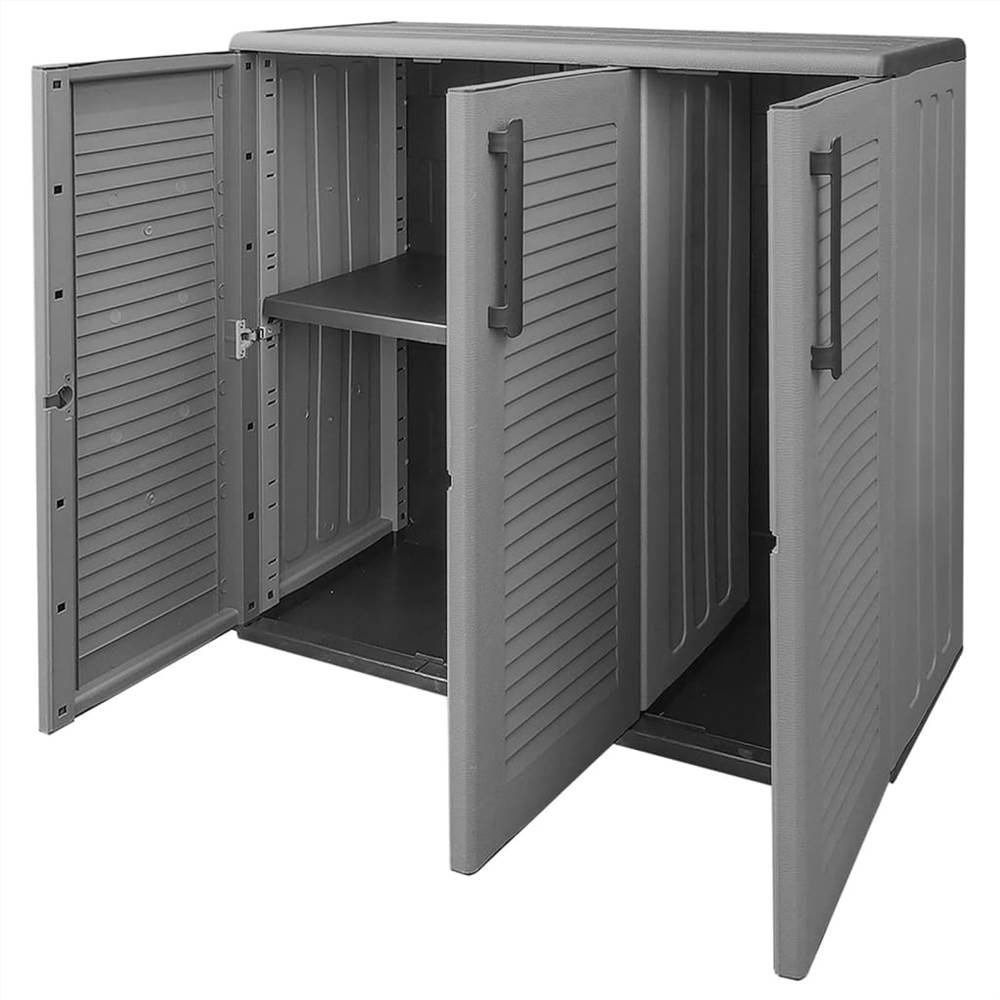 Garden Storage Cabinet Grey and Black 102x37x84 cm PP