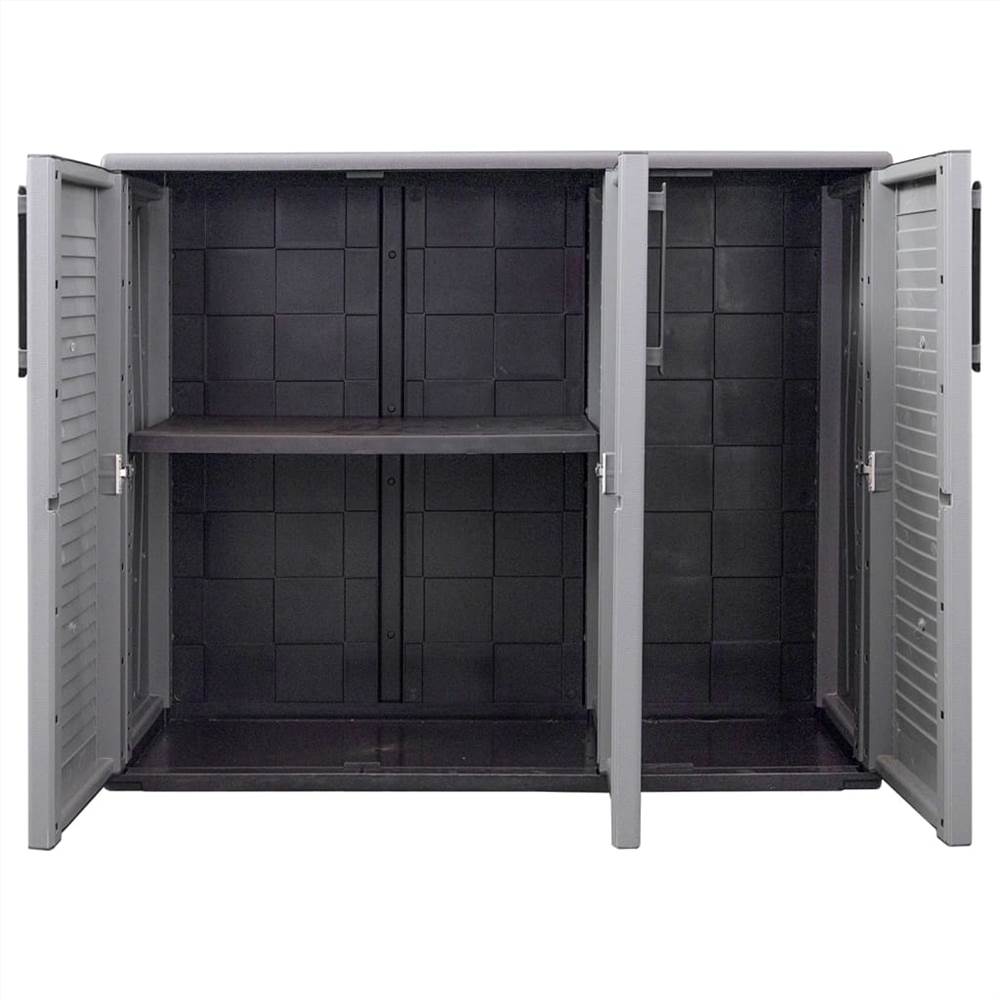 Garden Storage Cabinet Grey and Black 102x37x84 cm PP