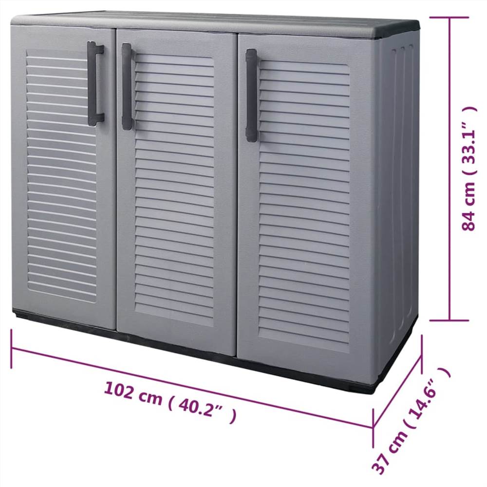Garden Storage Cabinet Grey and Black 102x37x84 cm PP