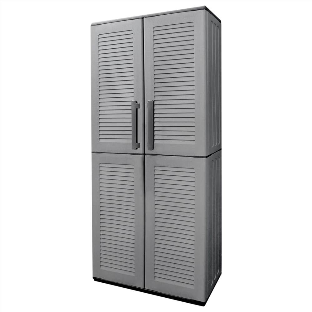 Garden Storage Cabinet Grey and Black 68x37x163 cm PP