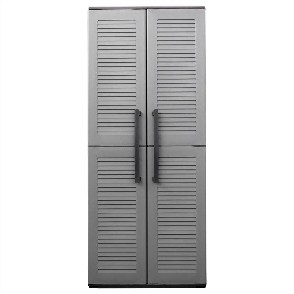 Garden Storage Cabinet Grey and Black 68x37x163 cm PP