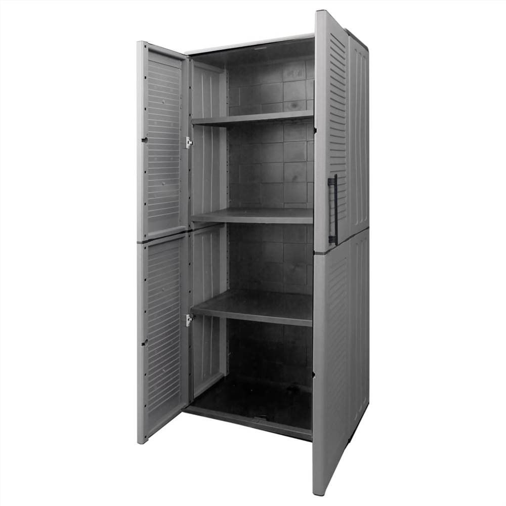 Garden Storage Cabinet Grey and Black 68x37x163 cm PP