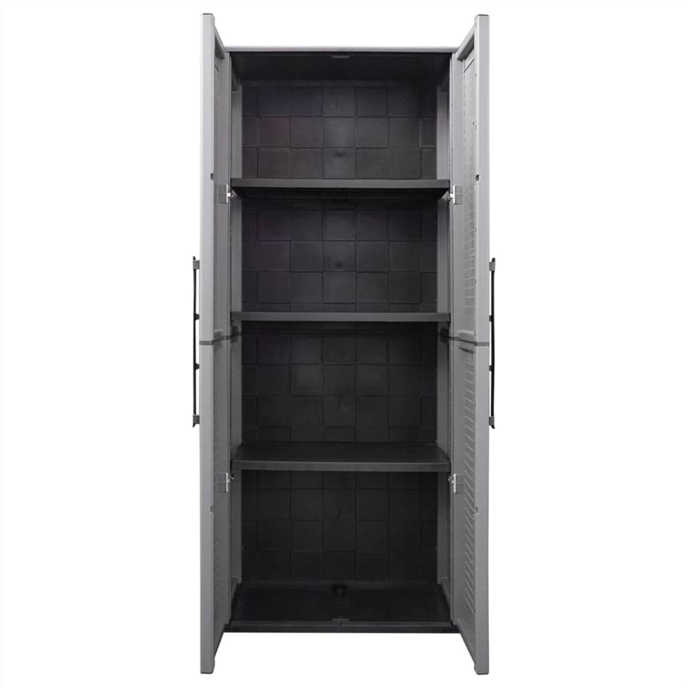 Garden Storage Cabinet Grey and Black 68x37x163 cm PP