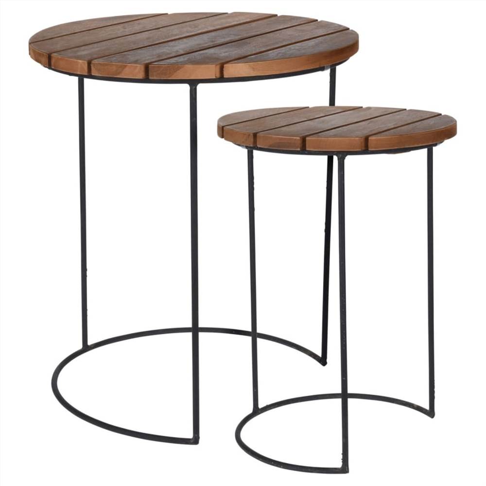 Home&Styling 2 Piece Side Table Set Teak Brown