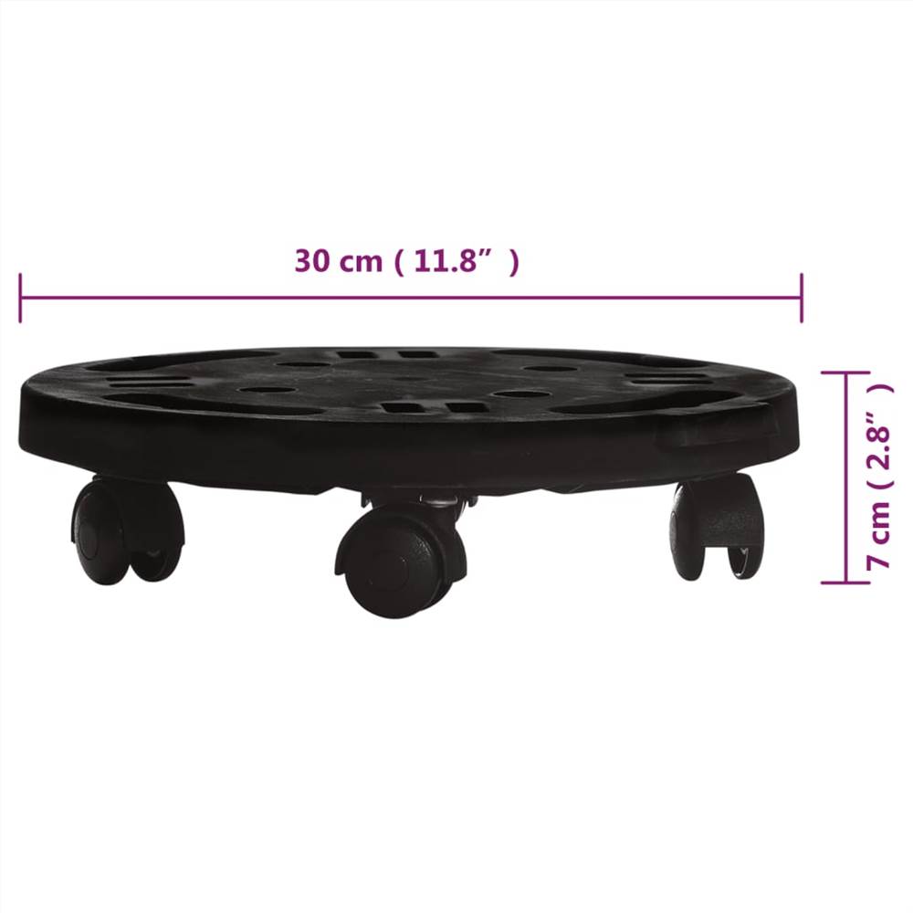 Plant Trolley with Wheels Diameter 30 cm Black 170 kg