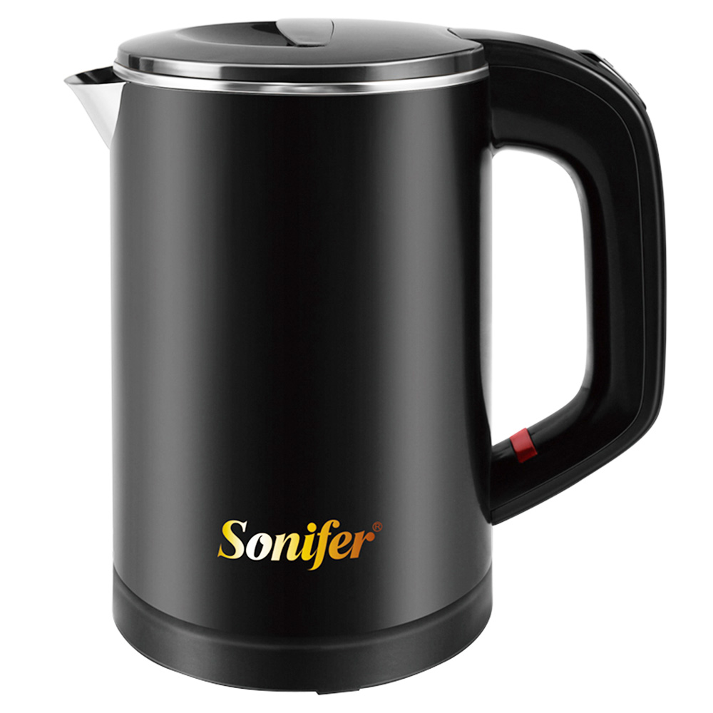 sonifer SF2058 0.6L 800W draadloze waterkoker, mini roestvrijstalen draagbare thee-koffieketel voor thuisreis - zwart