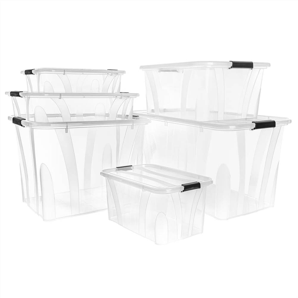 Storage Boxes with Lids 5 pcs Transparent 14 L