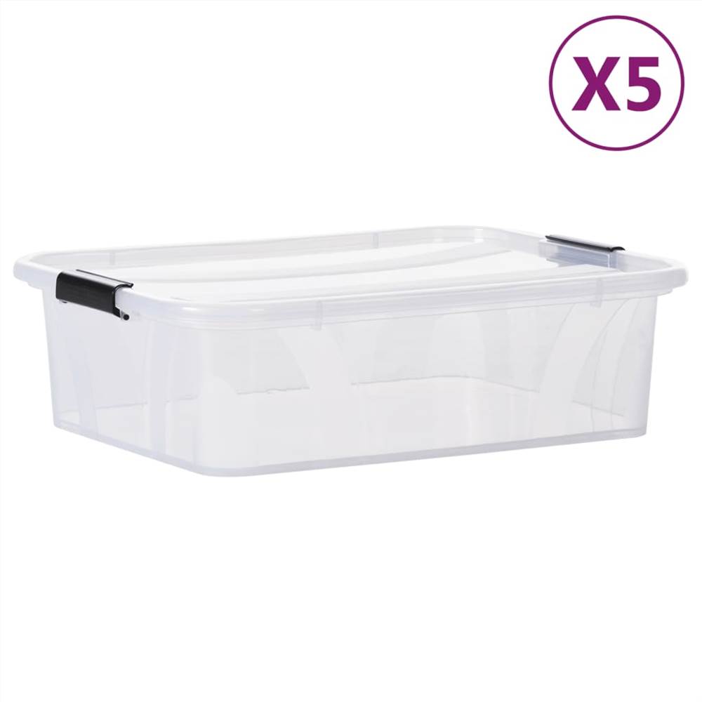 Storage Boxes with Lids 5 pcs Transparent 21 L