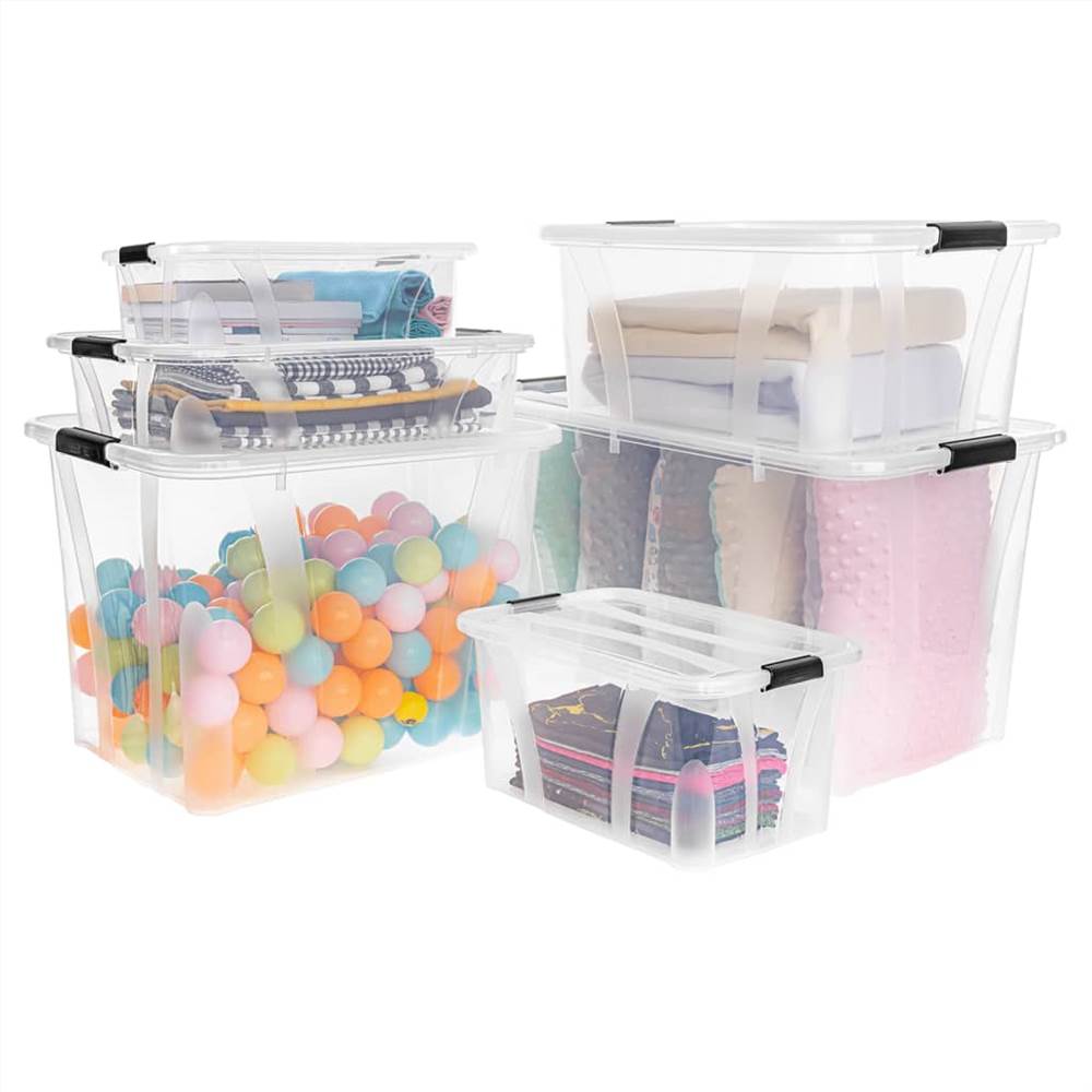 Storage Boxes with Lids 5 pcs Transparent 21 L