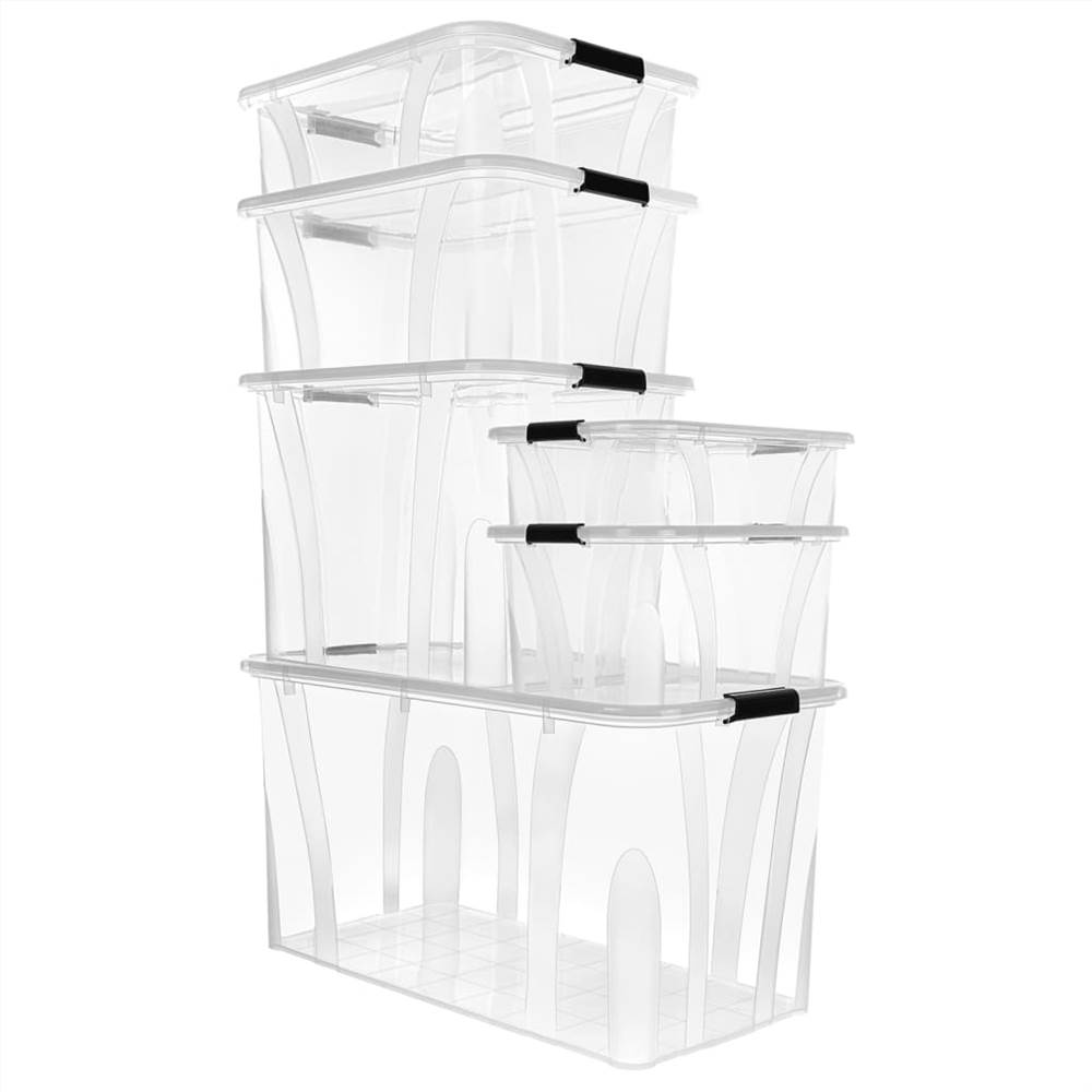 Storage Boxes with Lids 5 pcs Transparent 21 L