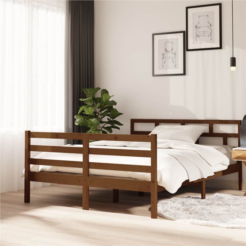 

Bed Frame Honey Brown Solid Wood Pine 140x200 cm 4FT Double