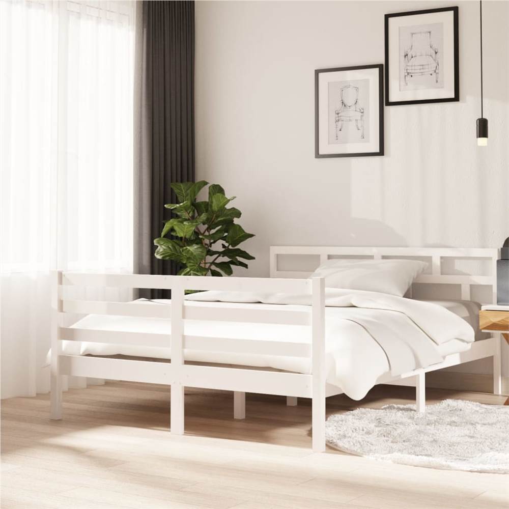 

Bed Frame White Solid Wood Pine 140x200 cm 4FT Double