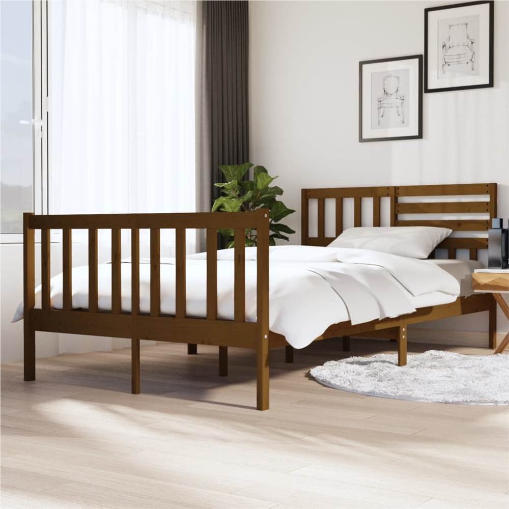 

Bed Frame Honey Brown Solid Wood 120x200 cm 4FT Small Double