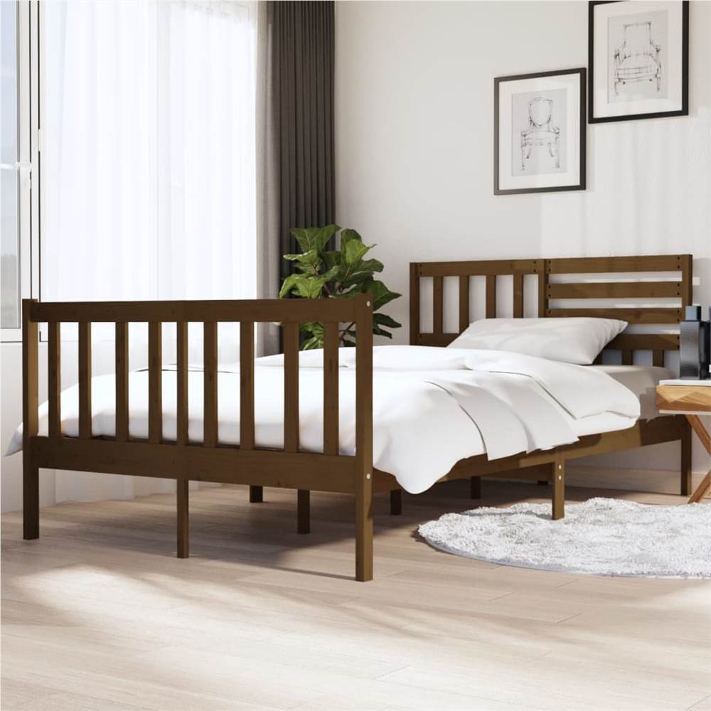 

Bed Frame Honey Brown Solid Wood 140x190 cm 4FT6 Double