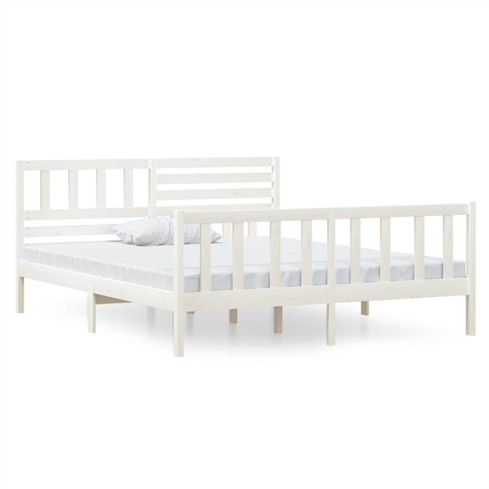 Bed Frame White Solid Wood 140x190 cm 4FT6 Double