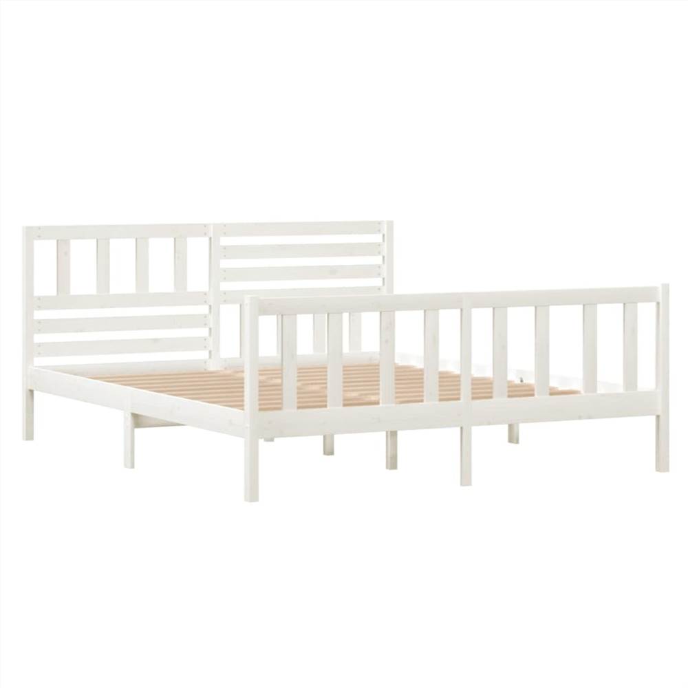 Bed Frame White Solid Wood 140x190 cm 4FT6 Double