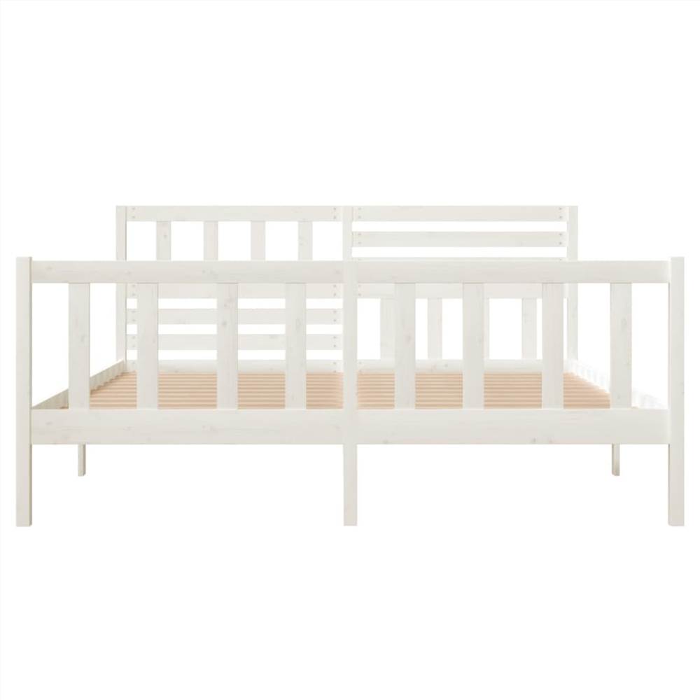 Bed Frame White Solid Wood 140x190 cm 4FT6 Double