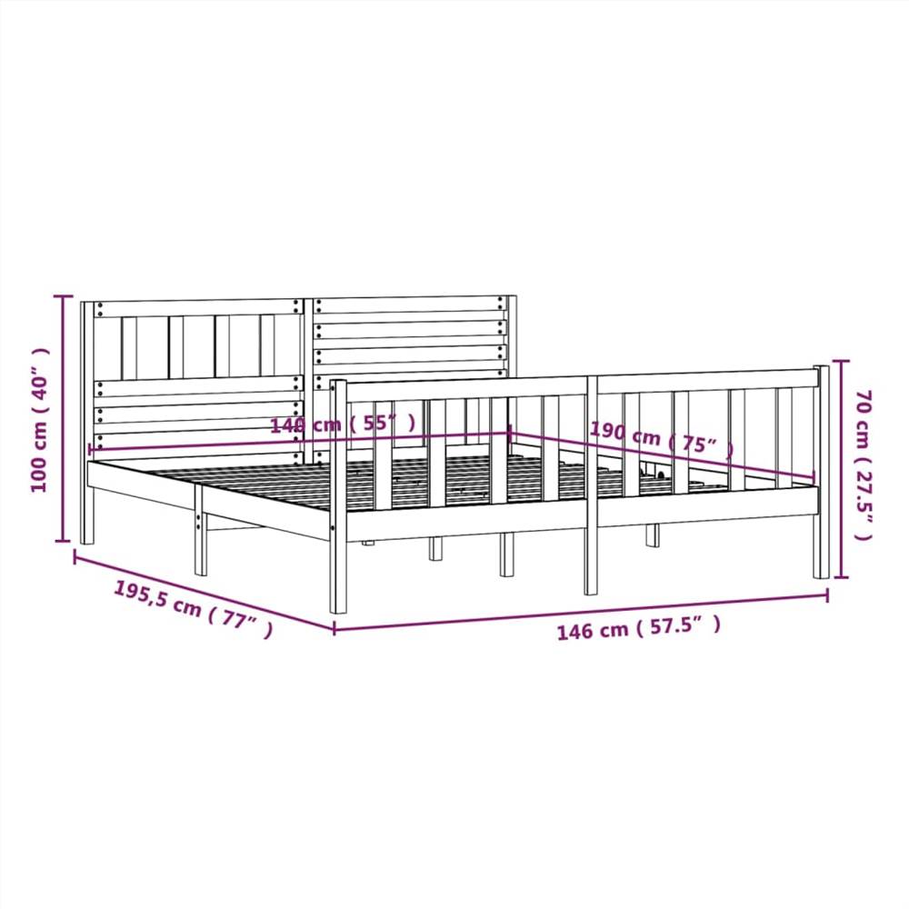 Bed Frame White Solid Wood 140x190 cm 4FT6 Double