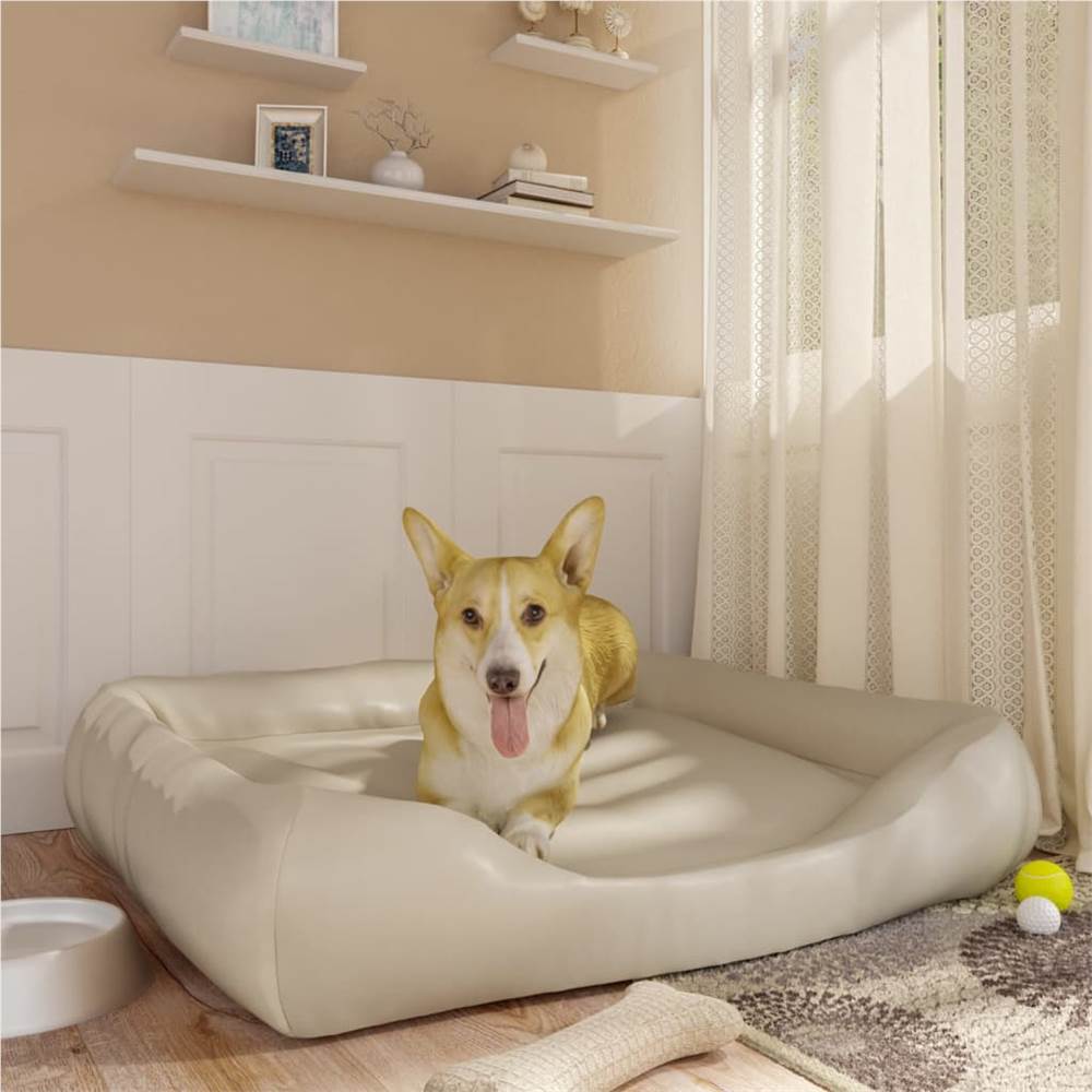 

Dog Bed Beige 105x80x25 cm Faux Leather
