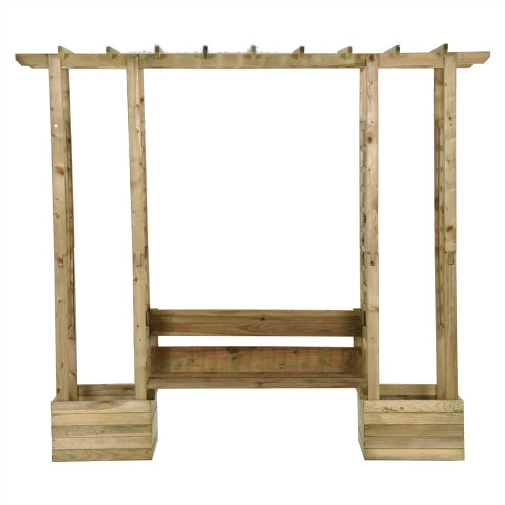 Garden Pergola with Bench&Planters Impregnated Solid Wood Pine