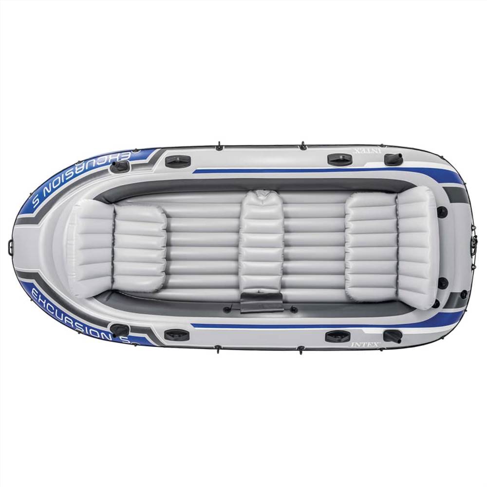 Intex Inflatable Boat Set Excursion 5 with Trolling Motor and Bracket