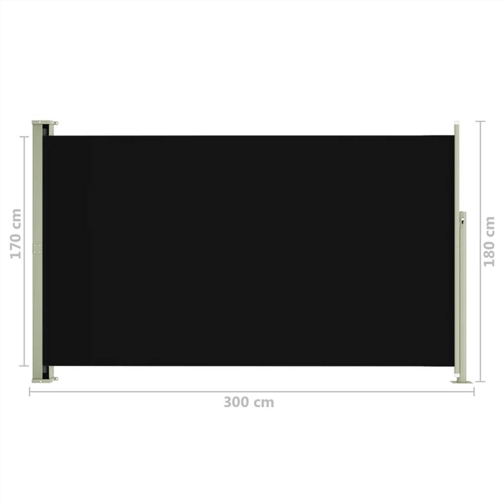Patio Retractable Side Awning 180x300 cm Black