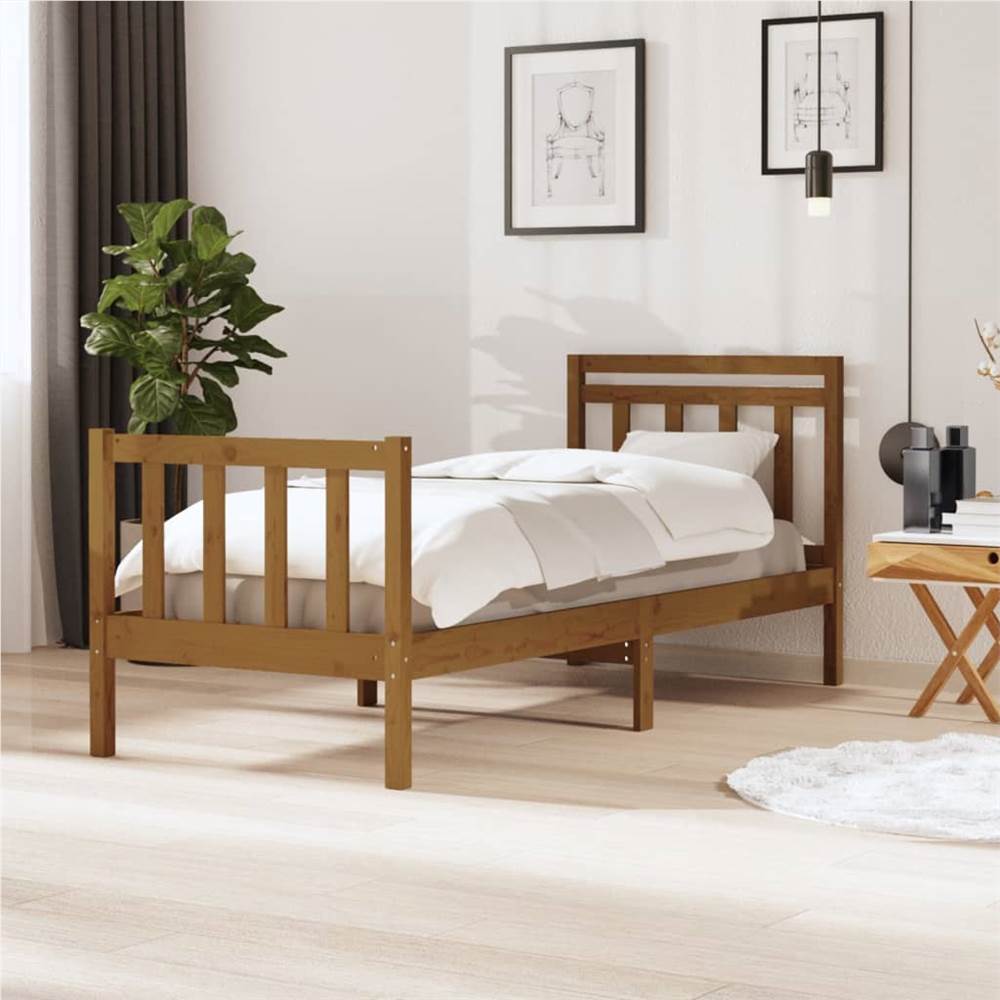 

Bed Frame Honey Brown Solid Wood 90x200 cm 3FT Single